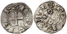 Alfonso VI (1073-1109). Toledo. Dinero. (AB. 8.2). 0,69 g. Pátina. MBC.