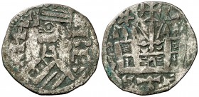 Alfonso VIII (1158-1214). Logroño. Dinero. (AB. 200). 0,77 g. Rara. MBC-.