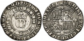 Enrique II (1368-1379). Sevilla. Real. (AB. 406 var). 3,17 g. La C de ENRICVS rectificada sobre otra letra. MBC.
