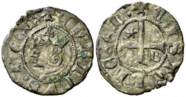 Enrique III (1390-1406). Burgos. Miaja coronada. (AB. 611). 0,61 g. Escasa. MBC.