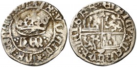 Enrique IV (1454-1474). Cuenca. Medio real. (AB. 724.2 var). 1,67 g. Orlas circulares. Rara. MBC-.