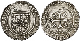 Fernando I (1512-1516). Navarra. Real. (Cru.V.S. 1317.8) (Cru.C.G. 3221a). 3,33 g. MBC-/MBC.