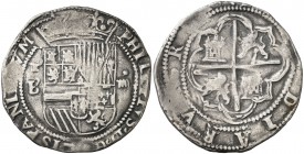 s/d. Felipe II. Potosí. B (Juan de Ballesteros Narváez). 4 reales. (Cal. tipo 229). 13,34 g. Muy redonda. Ex Áureo 07/03/2001, nº 1435. Ex Colección K...