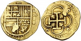 1590. Felipe II. Sevilla. . 2 escudos. (Cal. 67). 6,60 g. MBC-.