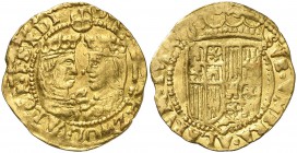 s/d (1590-1597). Felipe II. Zwolle. 1 ducado. (Vti. 8) (Delmonte 1130). 3,41 g. Punto y S entre los bustos. Acuñada por la República de las Siete Prov...