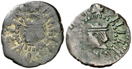 1610. Felipe III. Valencia. 1 diner. Lote de 2 monedas, una falsa de época. BC+/MBC-.
