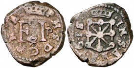 1615. Felipe III. Pamplona. 4 cornados. (Cal. 730 var). 5,24 g. P a derecha de FI. Escasa. MBC/MBC+.