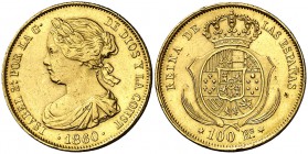 1860. Isabel II. Madrid. 100 reales. (Cal. 25). 8,30 g. Golpecitos. MBC+.