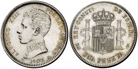 1903*1903. Alfonso XIII. SMV. 1 peseta. (Cal. 49). 5 g. Bella. Brillo original. S/C-.