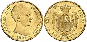 1889*1-89. Alfonso XIII. MPM. 20 pesetas. (Cal. 4). 6,44 g. EBC-.