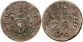 Lora del Río. 25 céntimos. (Cal. 9). 3,41 g. Rara. MBC.