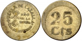 Puebla de Cazalla. 25 céntimos. (Cal. 15, como serie completa). 4,27 g. Muy escasa. MBC.