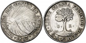 1847/6. República Centroamericana. Guatemala. A. 8 reales. (Kr. 4). 26,82 g. AG. Limpiada. (MBC+).