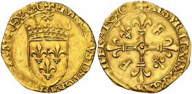s/d. Francia. Francisco I (1515-1547). F (Angers). 1 écu d'or au soleil. (Fr. 338). 3,37 g. AU. Escasa. MBC+.