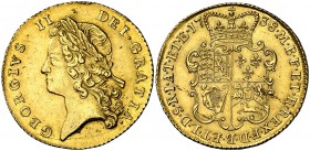 1738. Inglaterra. Jorge II. 2 guineas. (Fr. 336b). 16,73 g. AU. Bella. Rara y más así. EBC-.
