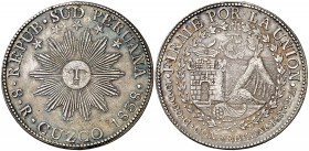 1838. Perú. Cuzco. BA. 8 reales. (Kr. 170.4). 27,11 g. AG. EBC-.