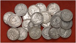 1869 a 1933. 1 peseta. Lote de 23 monedas, todas diferentes. Muy interesante. A examinar. BC/MBC+.