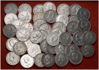 1870 a 1898. 5 pesetas. Lote de 61 monedas. A examinar. BC/BC+.