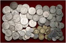 Lote de 428 monedas del Estado español, diversos valores, fechas y metales. También se adjuntan 75 monedas de 100 pesetas (plata). Total 503 monedas. ...