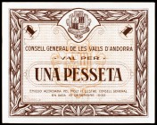 Andorra. 1 peseta. (T. 11d). Serie marrón. Escaso. EBC.