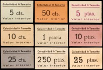 Tamarite (Huesca). Colectividad. 5, 10, 25 y 50 céntimos, 1, 2'50, 5, 10 y 25 pesetas. (KG. 720a, faltan valores) (T. 354 a 362). Serie completa de 9 ...