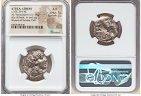 ATTICA. Athens. Ca. 393-294 BC. AR tetradrachm (26mm, 17.12 gm, 8h). NGC AU 5/5 - 2/5. Late mass coinage issue. Head of Athena with eye in true profil...