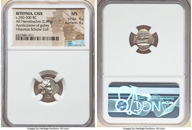 BITHYNIA. Cius. Ca. 350-300 BC. AR hemidrachm (14mm, 2.49 gm, 6h). NGC MS 4/5 - ...