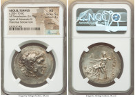 AEOLIS. Temnus. Ca. 200-170 BC. AR tetradrachm (36mm, 16.73 gm, 12h). NGC AU 5/5 - 3/5, brushed. Late posthumous issue in the name and types of Alexan...