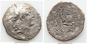 SELEUCID KINGDOM. Tryphon (ca. 142-138 BC). AR tetradrachm (33mm, 15.74 gm, 1h). XF, tooled, corroded. Antioch. Diademed head of Tryphon right, large,...
