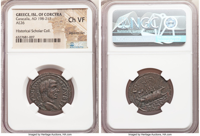 IONIAN ISLANDS. Corcyra. Caracalla (AD 198-217). AE (26mm, 8.84 gm, 11h). NGC Ch...