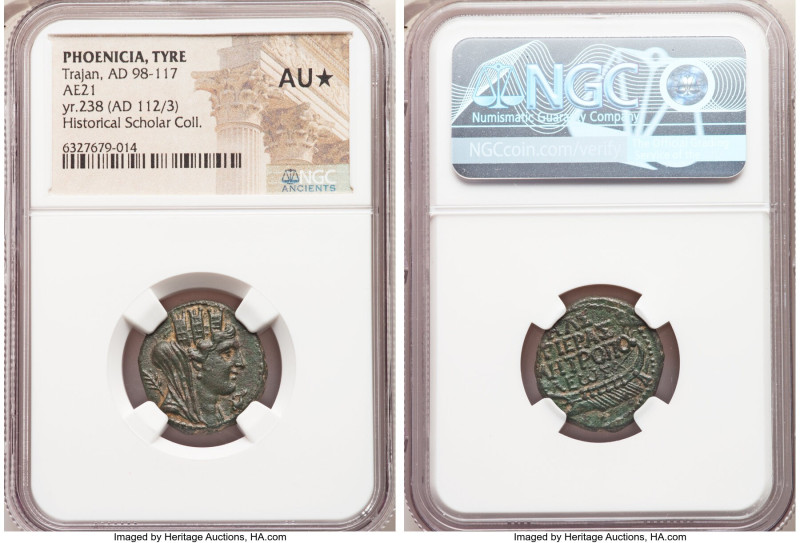 PHOENICIA. Tyre. Trajan (AD 98-117). AE (21mm, 6.91 gm, 11h). NGC AU S. Dated Ci...