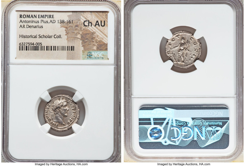 Antoninus Pius, as Augustus (AD 138-161). AR denarius (19mm, 6h). NGC Choice AU....