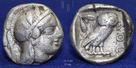 Greek Attica Athens, AR Tetradrachm ca. 454-404 BC, 16.74gm, Good F