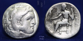Alexander III “the Great” 336-323 BC, Silver Drachm, 3.73gm, Good F