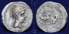 BACTRIA, Eukratides (Eucratides) c. 171-145 BCE, AR Drachm, 3.39gm, VF