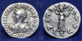 Indo Greeks, Menander I (155-130 BC), Silver Drachma, 2.32gm, VF