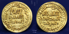 UMAYYAD CALIPHATE: temp. Sulayman, Gold Dinar, 98h, 4.22gm, About EF