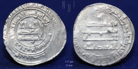 ABBASID SILVER Dirham Mutadid, Mint: hamadan, Date: 283h, 3.27gm, EF & RR