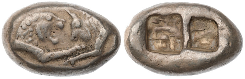 Kings of Lydia. Kroisos. AR Stater (10.1 gr.), 564/53-550/39 BC. Sardes. Confron...