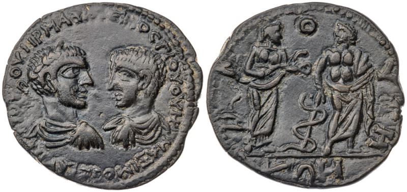 Phrygia. Bruzus. Maximinus I, with Maximus Caesar. Tetrassarion (9.4 gr.), 235/6...