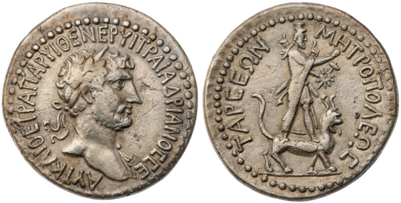 Cilicia. Tarsos. Hadrian. AR Tridrachm (10.1 gr.), AD 117-138. ΑΥΤ ΚΑΙ ΘΕ ΤΡΑ ΠΑ...