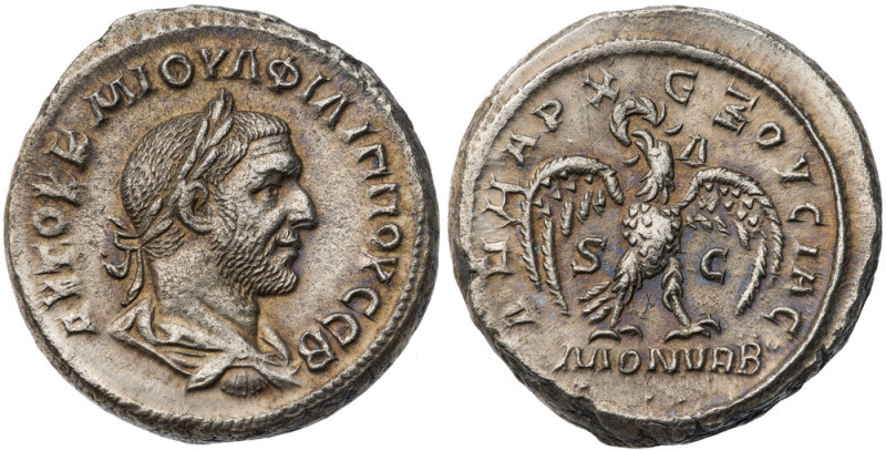 Seleucis and Pieria. Antioch. Philip I. BI Tetradrachm (13.6 gr), AD 244-249. St...