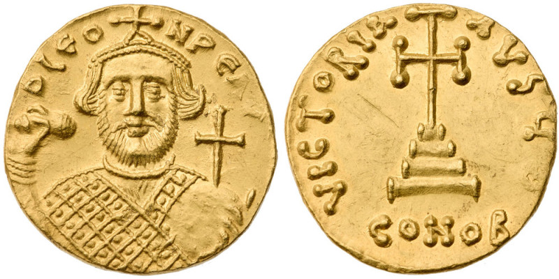 Leontius. AV Solidus (4.5 gr.), 695-698. Constantinople, 9th officina. D LЄO–N P...