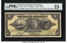 Bahamas Bahamas Government 4 Shillings 1919 Pick 2a PMG Very Fine 25. An exquisite early design with excellent inks and intaglio features remaining cl...