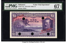 Bahamas Bahamas Government 1 Pound 1919 (ND 1930) Pick 7cts Color Trial Specimen PMG Superb Gem Unc 67 EPQ. An impressive Color Trial Specimen of the ...