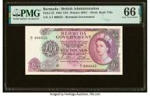 Serial Number 55 Bermuda Bermuda Government 10 Pounds 28.7.1964 Pick 22 PMG Gem Uncirculated 66 EPQ. Issued for only six years, this high denomination...