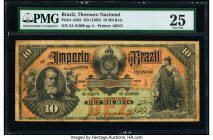 Brazil Thesouro Nacional 10 Mil Reis ND (1885) Pick A262 PMG Very Fine 25. Printed by the American Bank Note Company, Kingdom of Brazil Treasury notes...