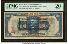 Brazil Caixa de Estabilizacao 100 Mil Reis 18.12.1926 Pick 109D PMG Very Fine 20. In an attempt to stabilize the currency, the Caixa de Estabilisacao ...