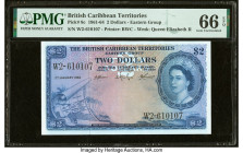 British Caribbean Territories Currency Board 2 Dollars 2.1.1963 Pick 8c PMG Gem Uncirculated 66 EPQ. A simply beautiful Bradbury, Wilkinson & Company ...