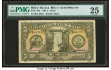 British Guiana Government of British Guiana 5 Dollars 1.1.1942 Pick 14b PMG Very Fine 25. Printed and created by Waterlow & Sons this iconic olive gre...